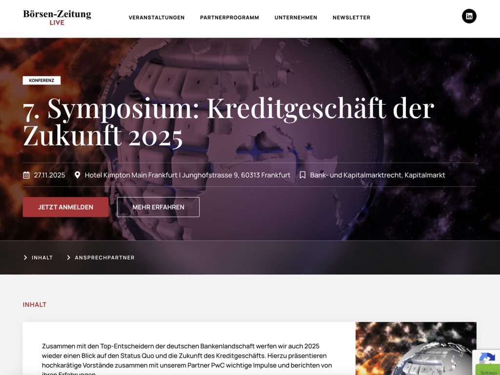 7. Symposium: Kreditgeschäft der Zukunft 2025 - Event screenshot