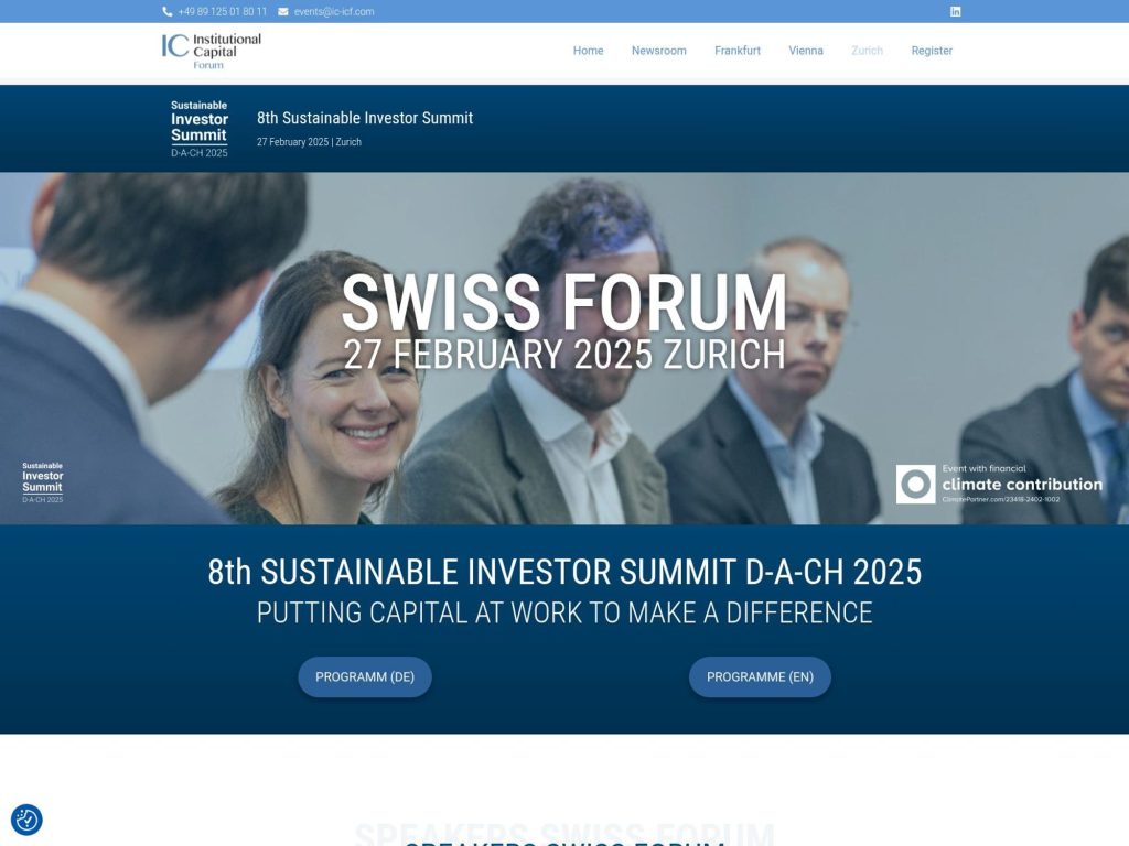 8th Sustainable Investor Summit Zurich - Event screenshot
