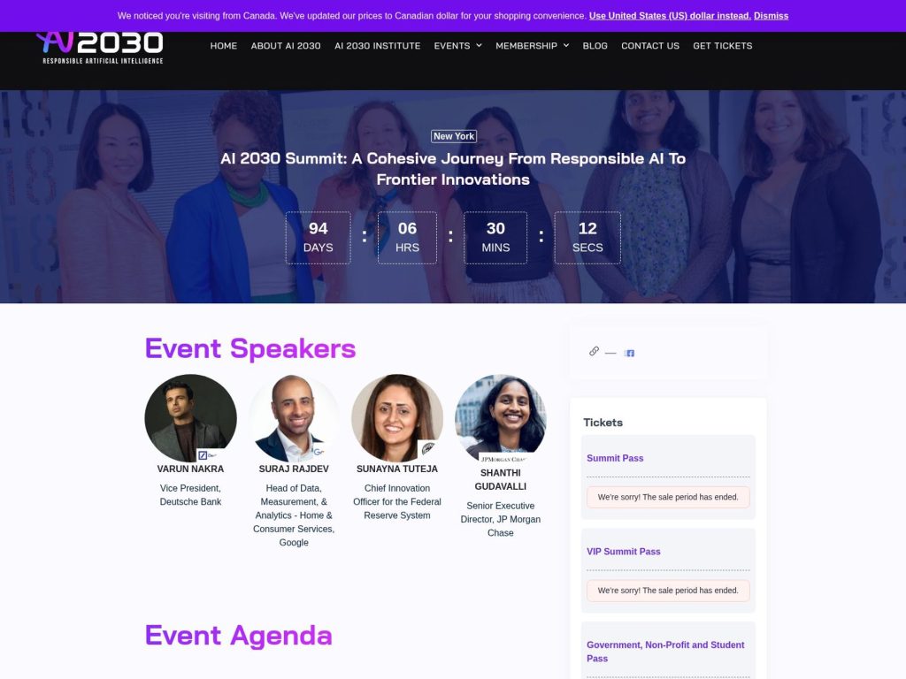 AI 2030 Summit - A Cohesive Journey from Responsible AI to Frontier Innovations - Event screenshot