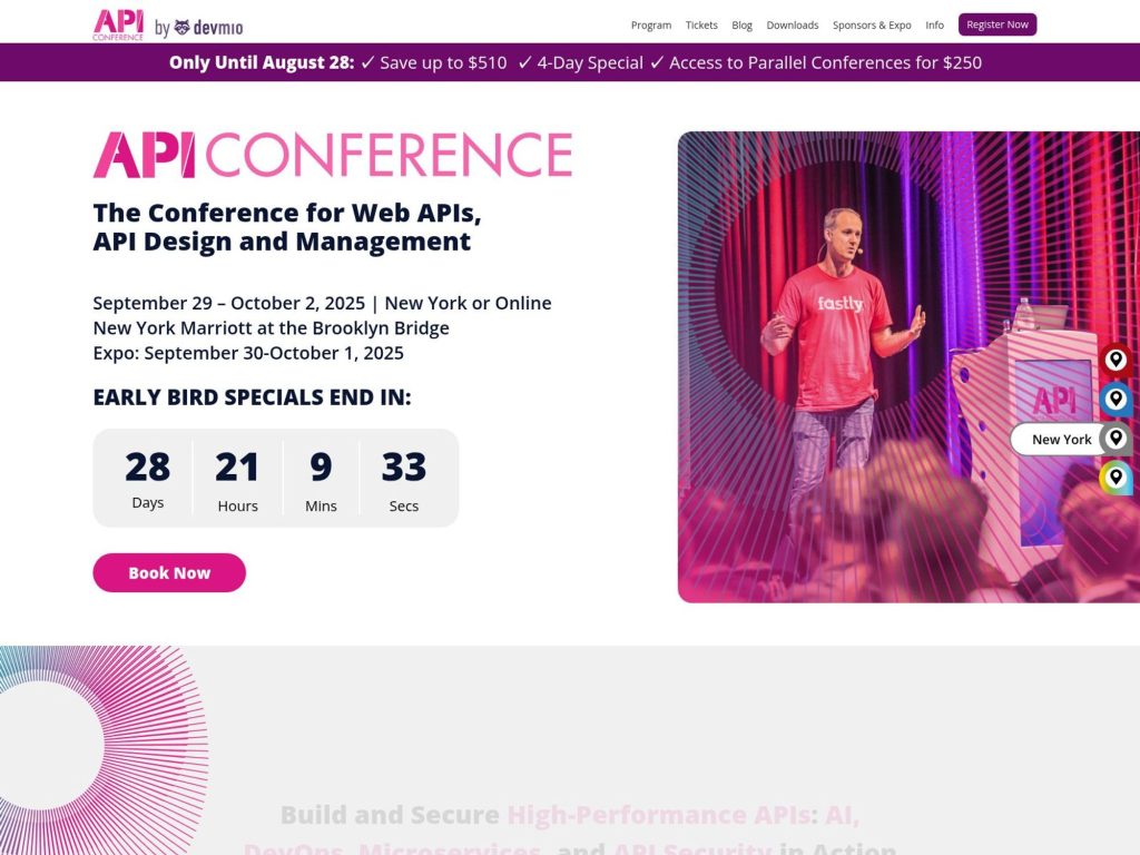 API Conference NYC 2025 - The Conference for Web APIs, API Design and Management - Event screenshot