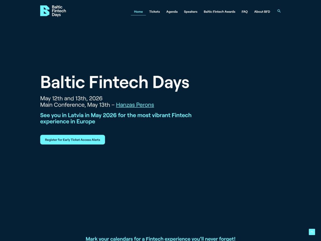 Baltic Fintech Days 2026 website
