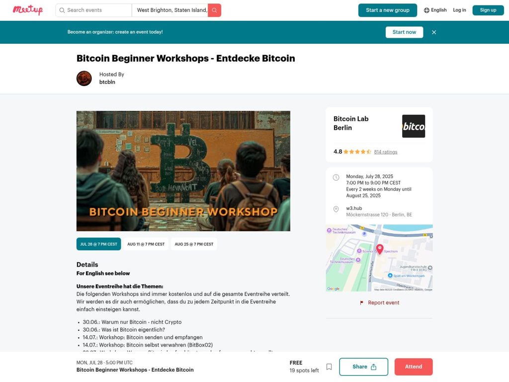 Bitcoin Beginner Workshops - Entdecke Bitcoin - Event screenshot