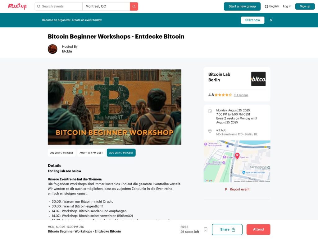 Bitcoin Beginner Workshops - Entdecke Bitcoin - Event screenshot