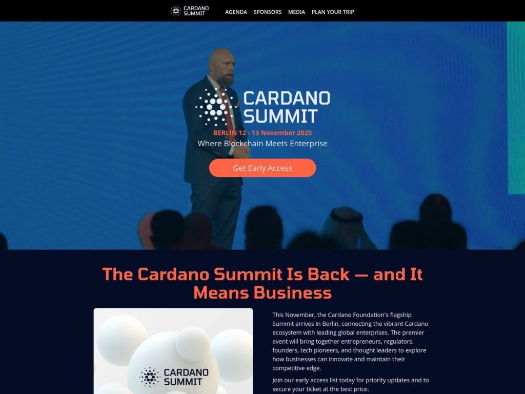 Cardano Summit - Where Blockchain Meets Enterprise - Event screenshot