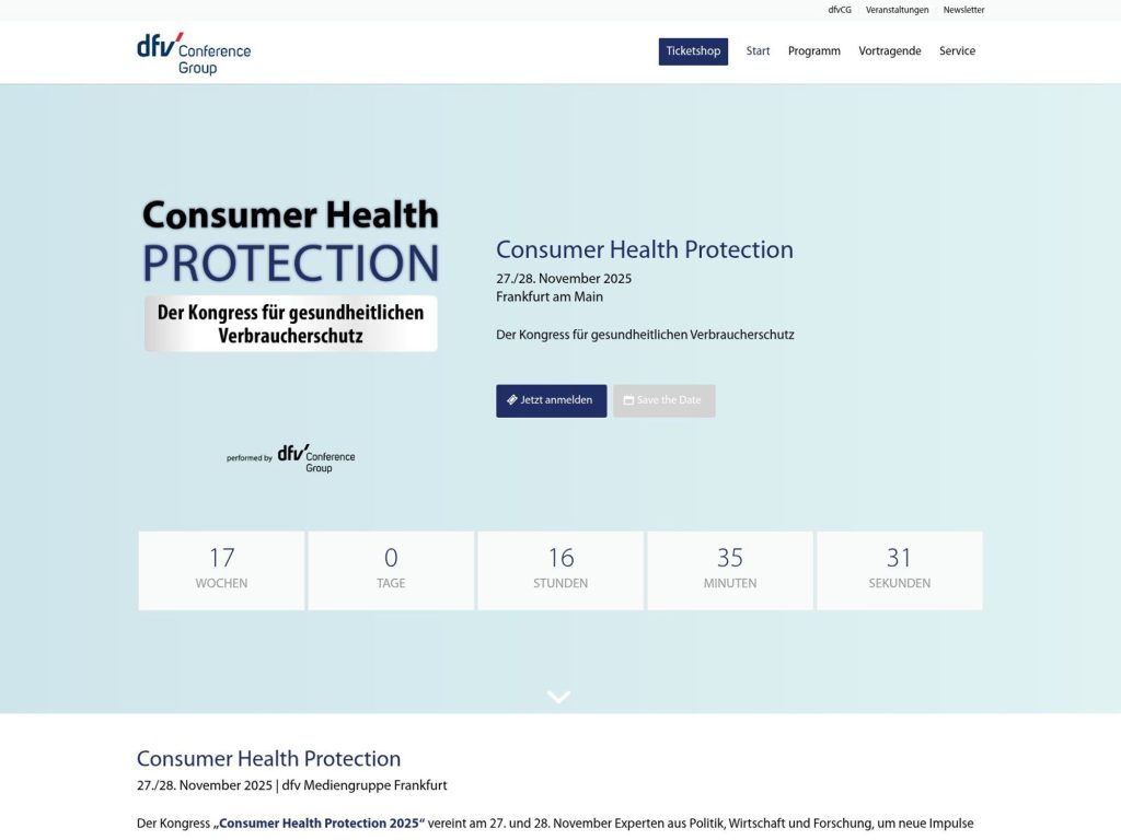 Consumer Health Protection - Der Kongress für gesundheitlichen Verbraucherschutz - Event screenshot