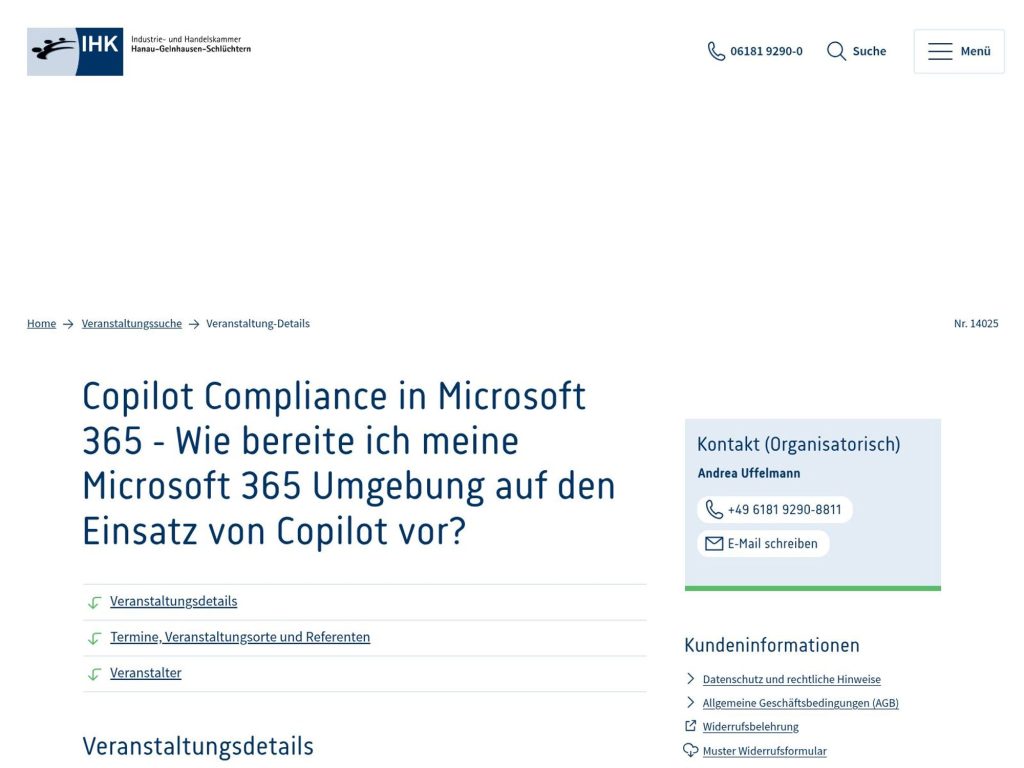 Copilot Compliance in Microsoft 365 - Wie bereite ich meine Microsoft 365 Umgebung auf den Einsatz von Copilot vor? - Event screenshot