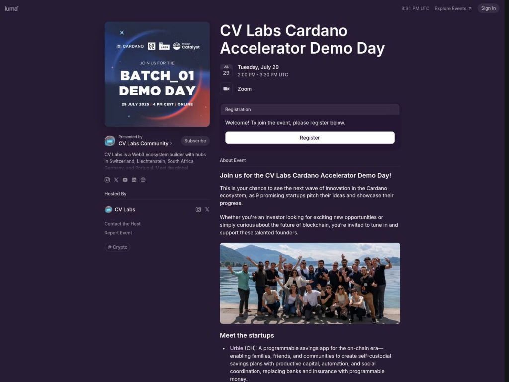 CV Labs Cardano Accelerator Demo Day - Event screenshot