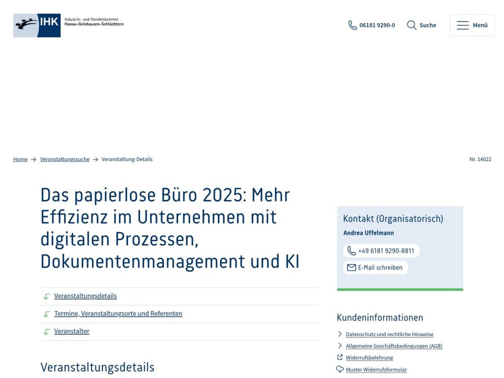 Das papierlose Büro 2025: Mehr Effizienz im Unternehmen mit digitalen Prozessen, Dokumentenmanagement und KI - Event screenshot