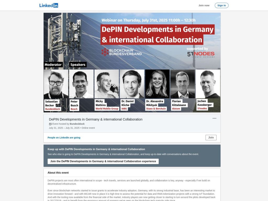 DePIN Developments in Germany & international Collaboration - Event screenshot