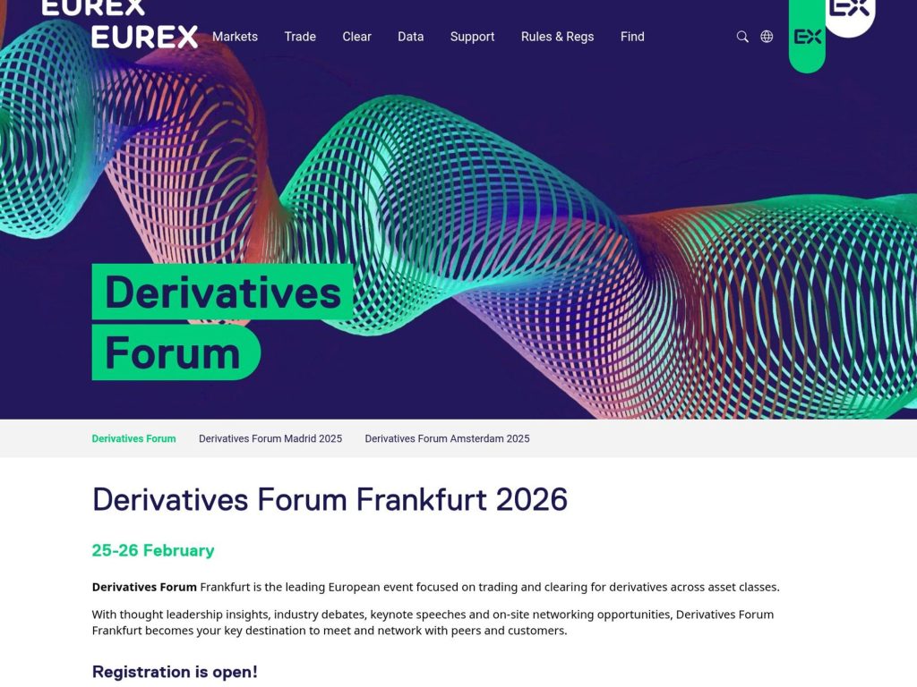 Derivatives Forum Frankfurt 2026 website