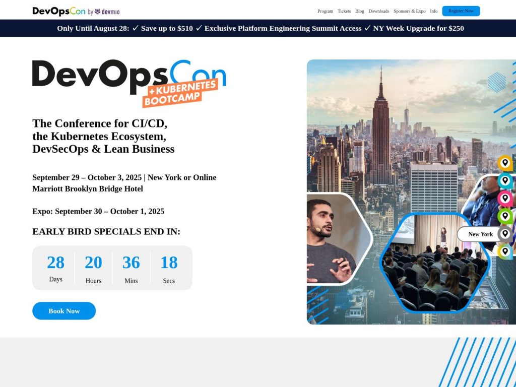 DevOpsCon New York 2025 - The Conference for CI/CD, the Kubernetes Ecosystem, DevSecOps & Lean Business - Event screenshot