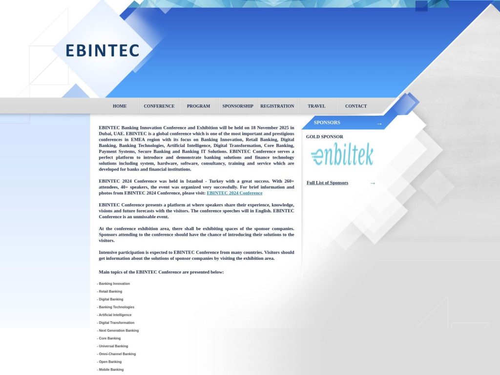 EBINTEC Banking Innovation Conference and Exhibition - Event screenshot