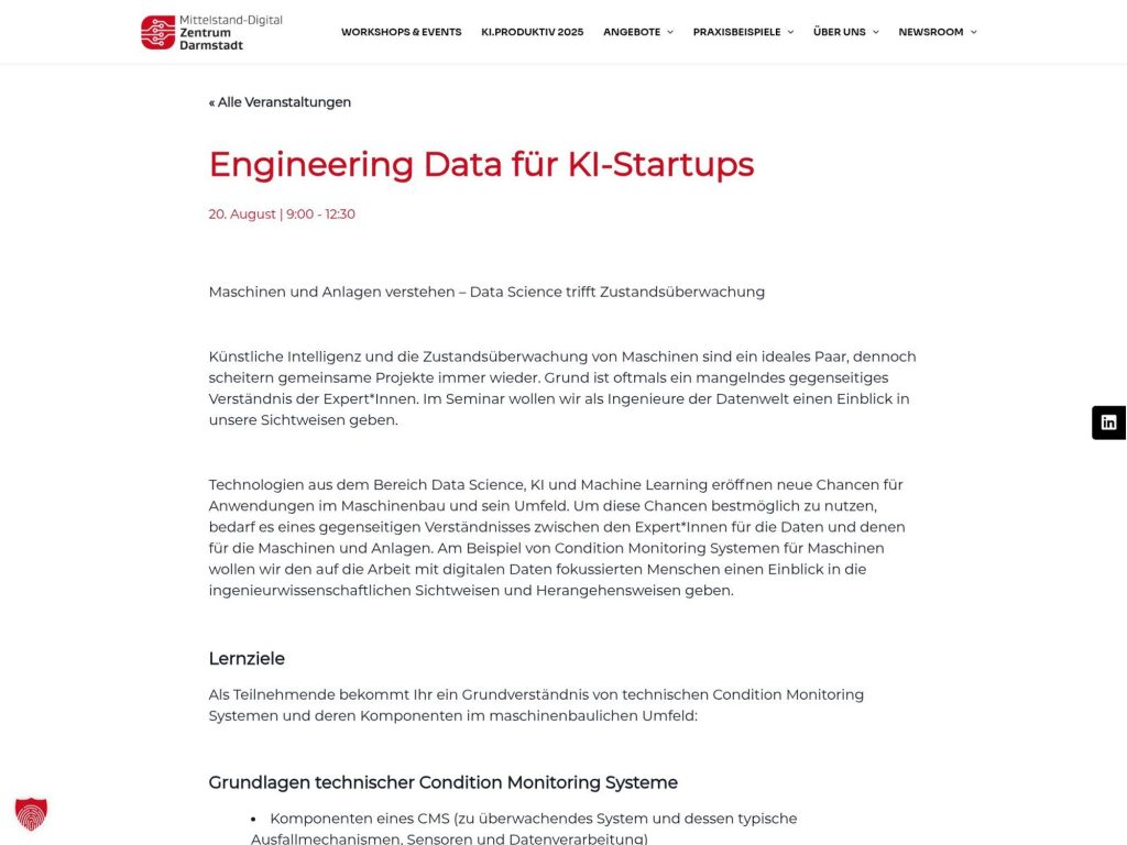 Engineering Data für KI-Startups - Event screenshot