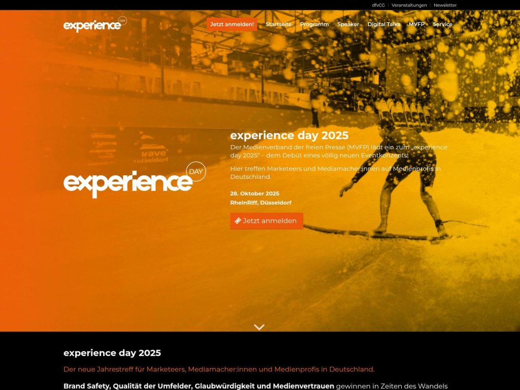experience day 2025 - Der Medienverband der freien Presse (MVFP) lädt ein zum „experience day 2025“ – dem Debüt eines völlig neuen Eventkonzepts! - Event screenshot