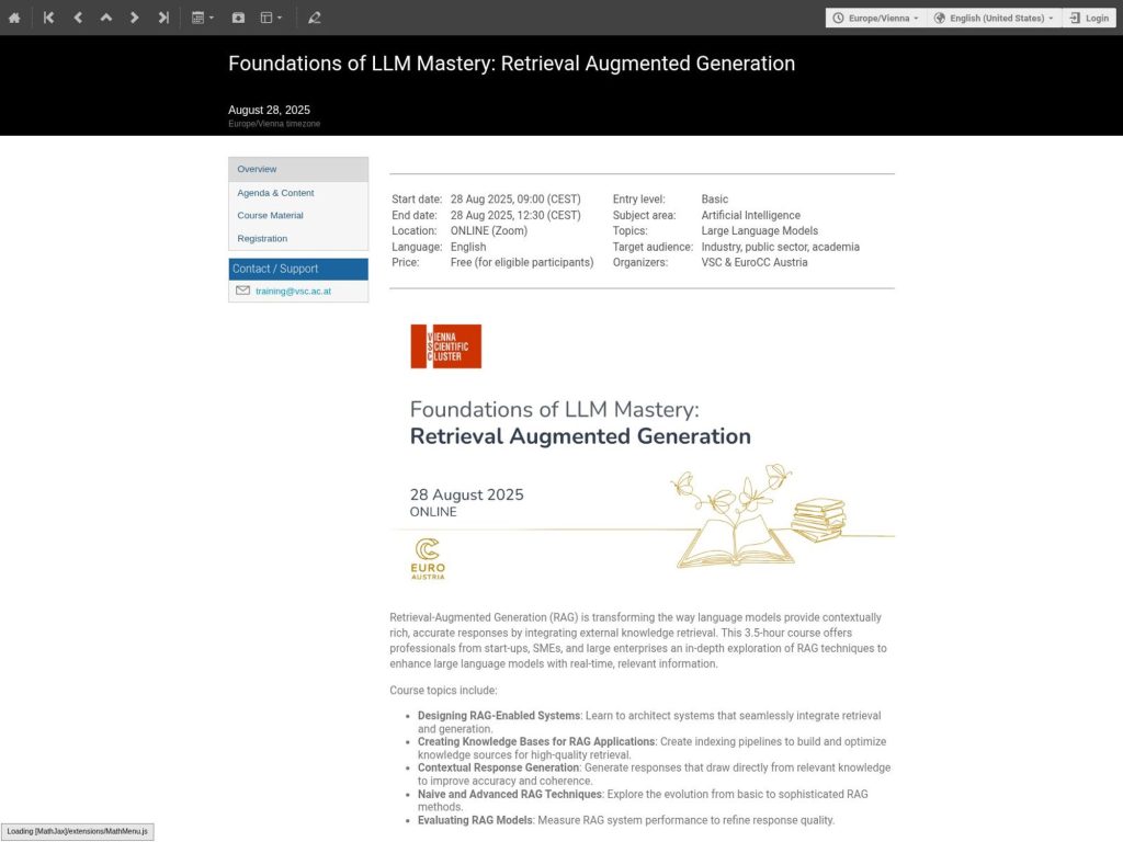 Foundations of LLM Mastery: Retrieval Augmented Generation - Event screenshot