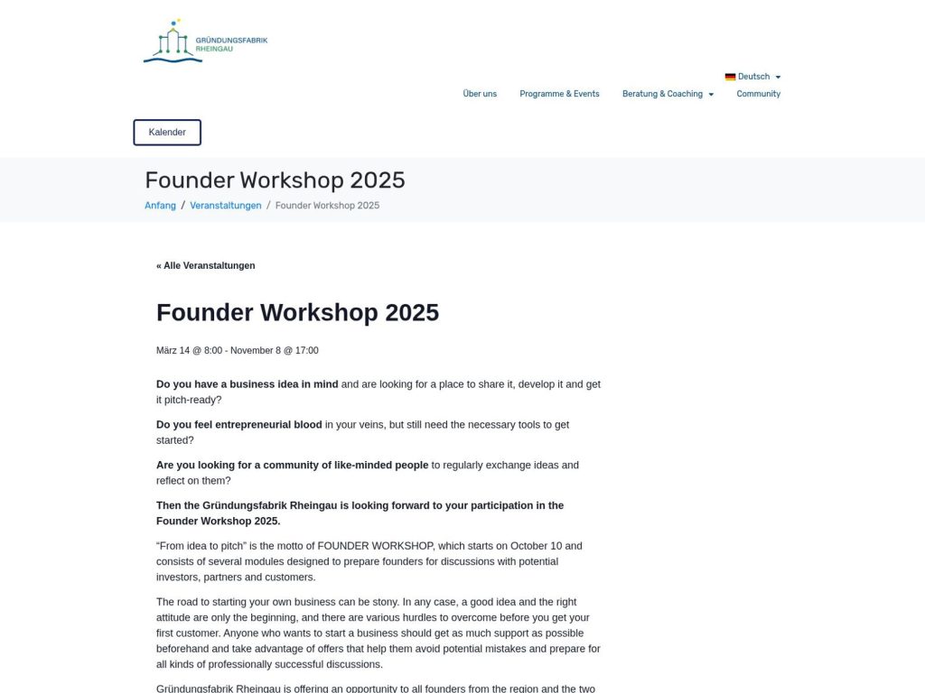 Founder Workshop 2025 - Event screenshot