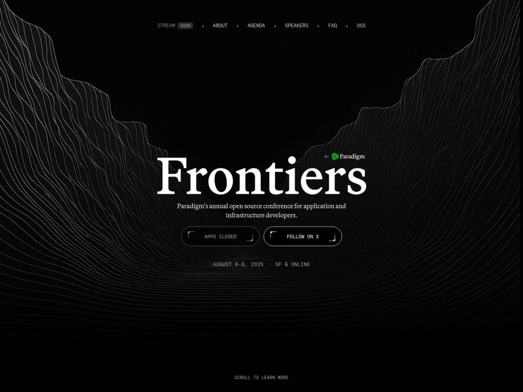 Frontiers - Paradigm's annual open source conference for application and infrastructure developers. - Event screenshot