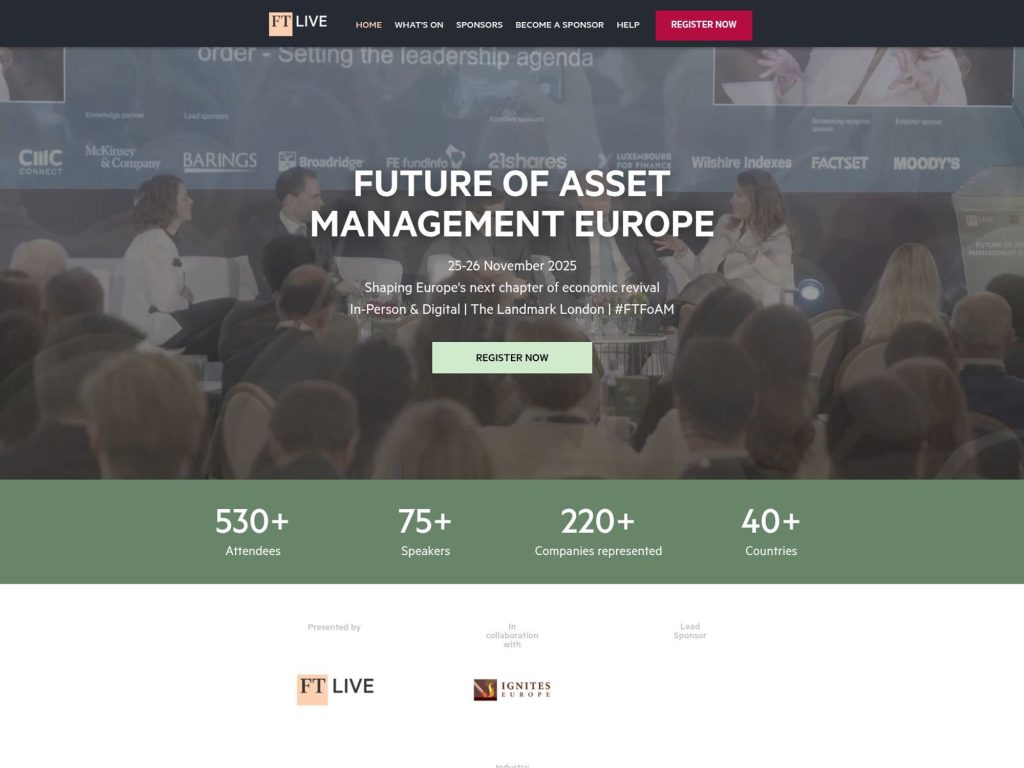Future of Asset Management Europe 2025 - FT Live - Event screenshot