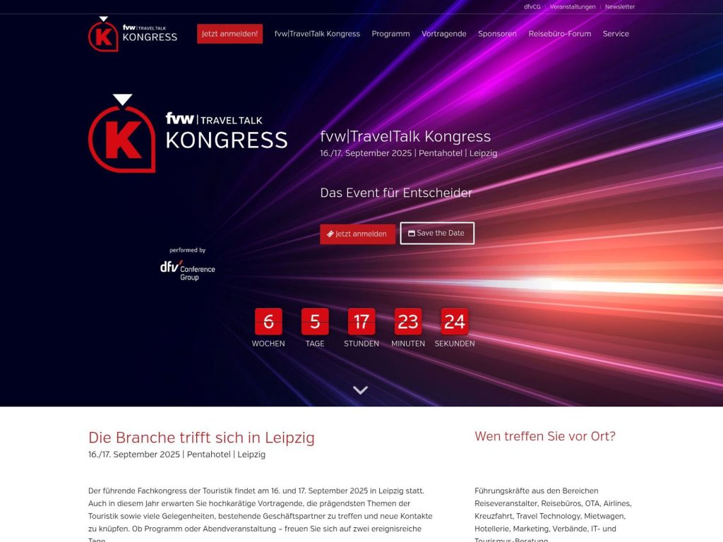 fvw|TravelTalk Kongress - Fachkongress der Touristik - Event screenshot