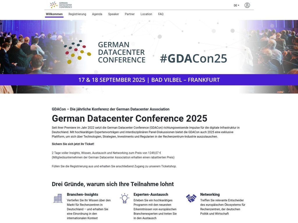 German Datacenter Conference 2025 - GDACon – Die jährliche Konferenz der German Datacenter Association - Event screenshot