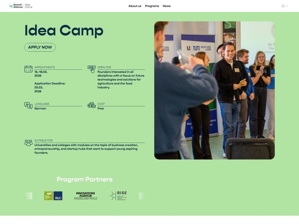 Growth Alliance Idea Camp 2025 - Your Start-up Idea for the Future of Agriculture & Food Production