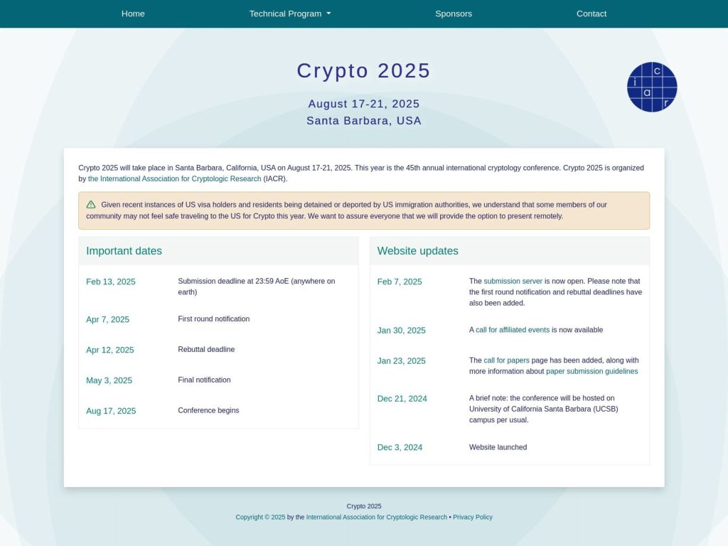 IACR Crypto 2025 image