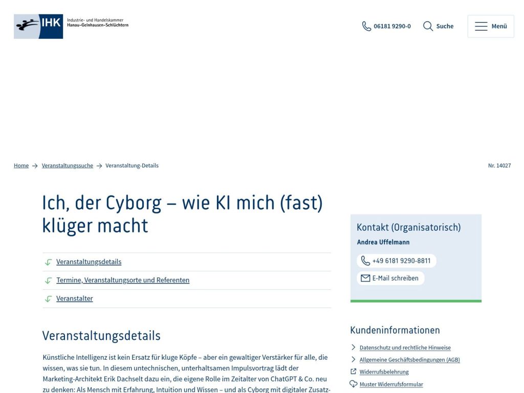 Ich, der Cyborg – wie KI mich (fast) klüger macht - Event screenshot