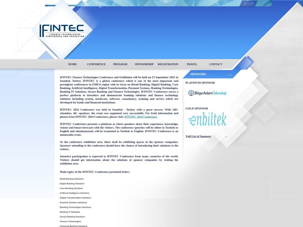 IFINTEC Finance Technologies Conference and Exhibition - Event screenshot