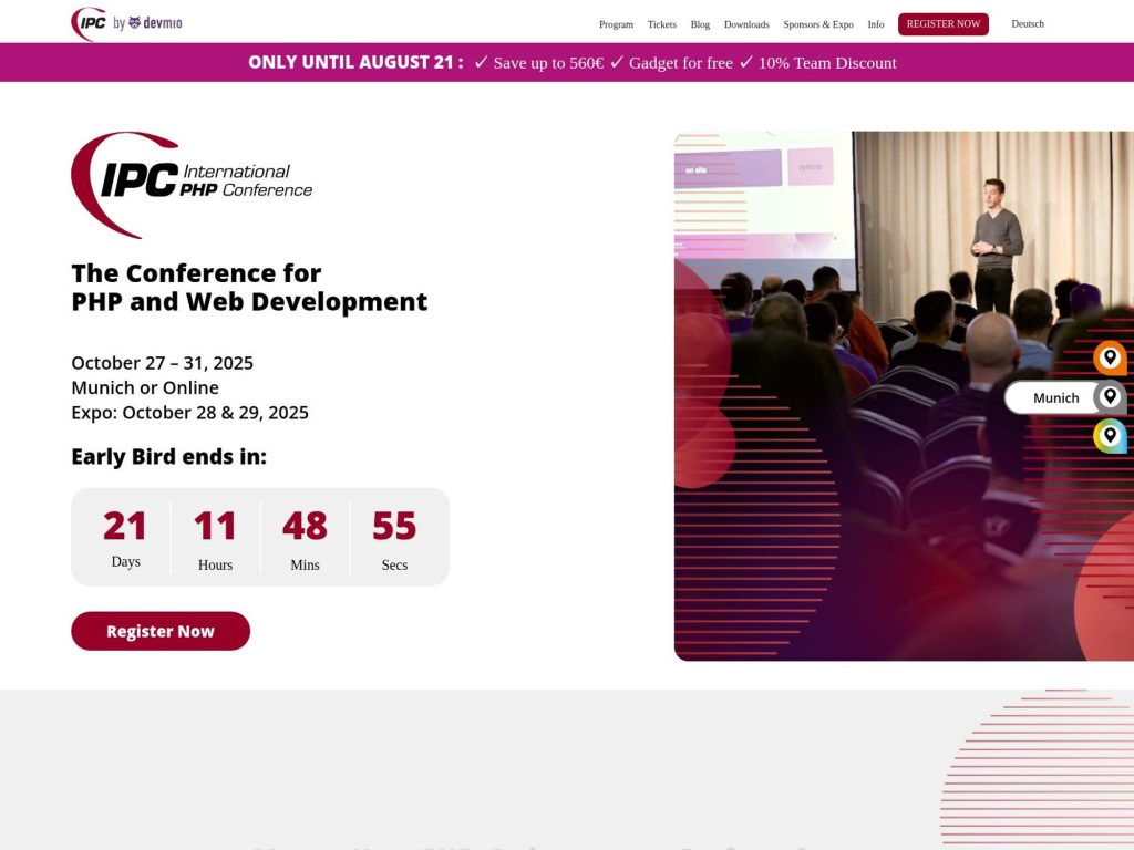 International PHP Conference Munich 2025 - The Conference for PHP and Web Development - Event screenshot