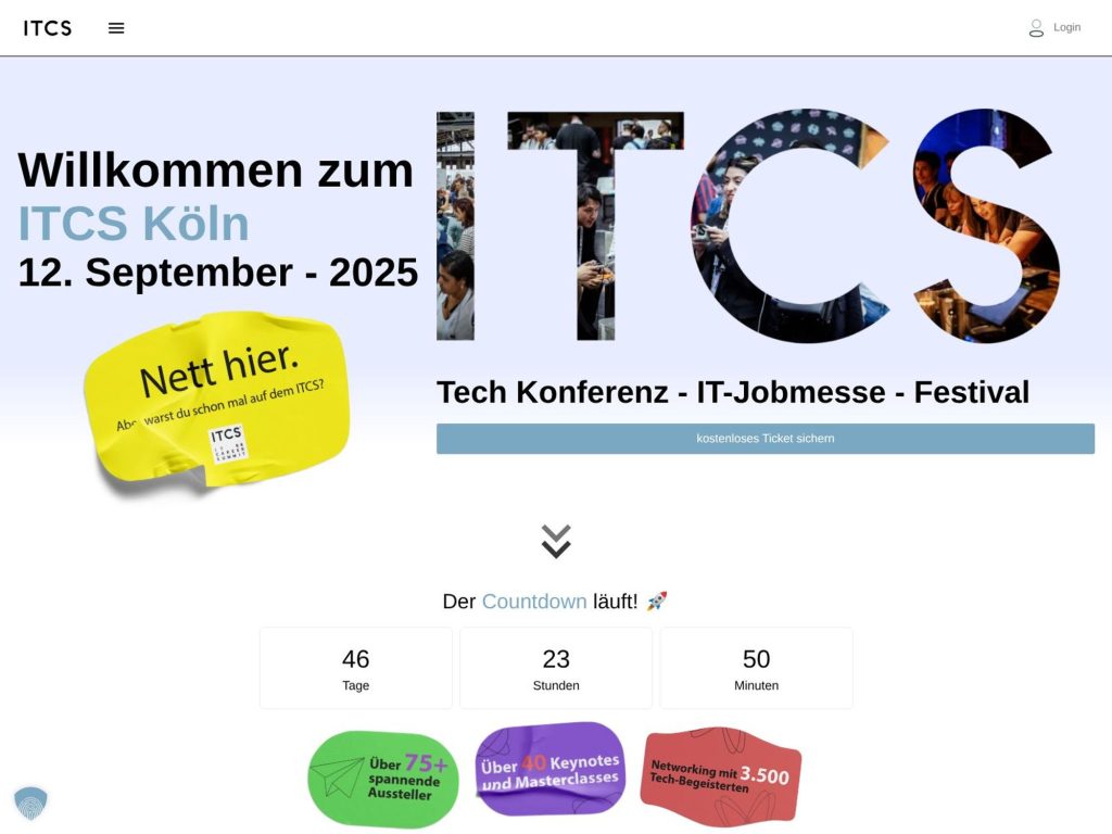 ITCS Köln - Tech Konferenz - IT-Jobmesse - Festival - Event screenshot