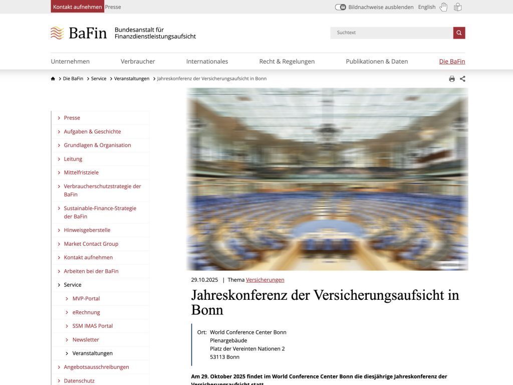 Jahreskonferenz der Versicherungsaufsicht in Bonn - Event screenshot