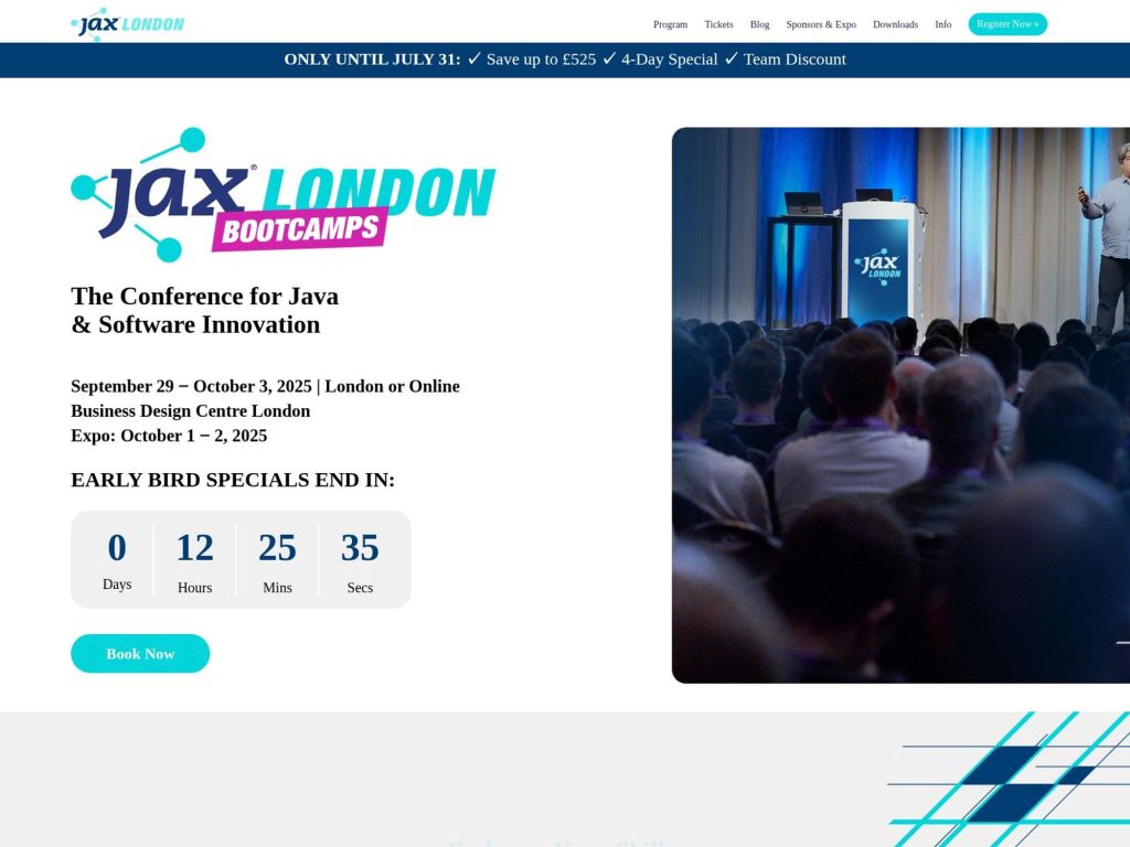 JAX Conference London 2025 - The Conference for Java & Software Innovation - Event screenshot