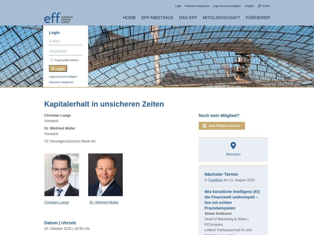 Kapitalerhalt in unsicheren Zeiten - Event screenshot