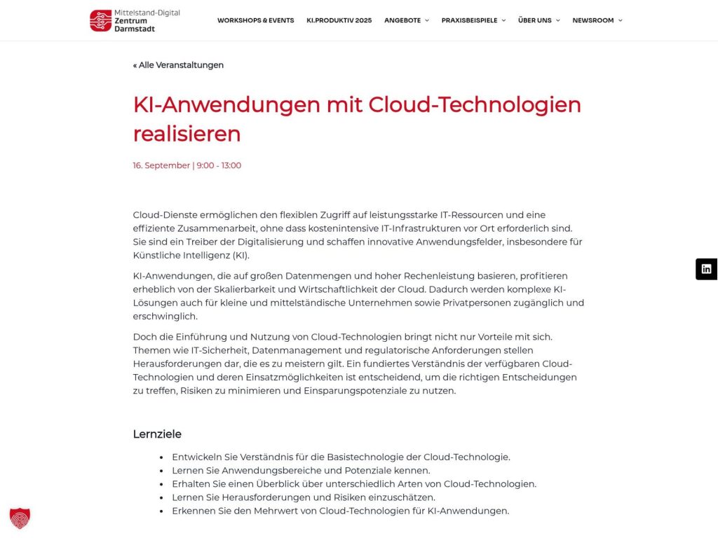 KI-Anwendungen mit Cloud-Technologien realisieren - Event screenshot
