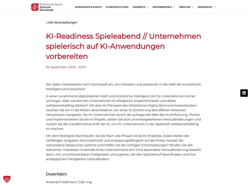KI-Readiness Spieleabend // Unternehmen spielerisch auf KI-Anwendungen vorbereiten - Event screenshot