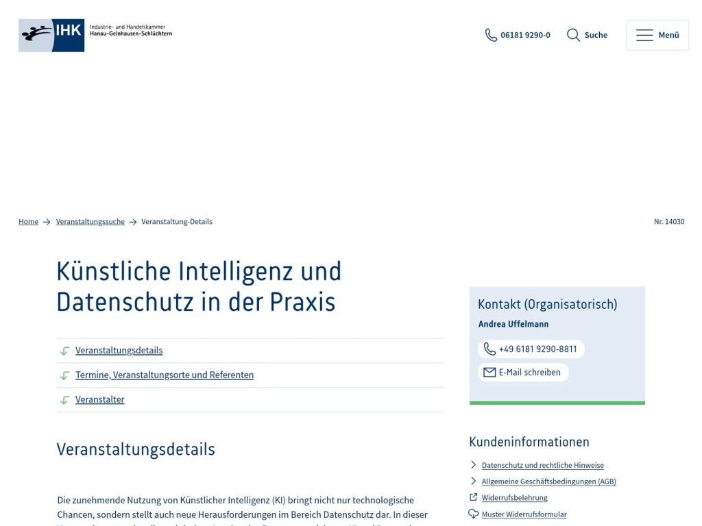 Künstliche Intelligenz und Datenschutz in der Praxis - Event screenshot