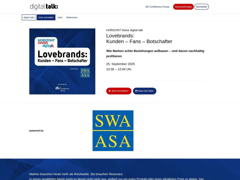 Lovebrands: Kunden – Fans – Botschafter - Wie Marken echte Beziehungen aufbauen – und davon nachhaltig profitieren - Event screenshot