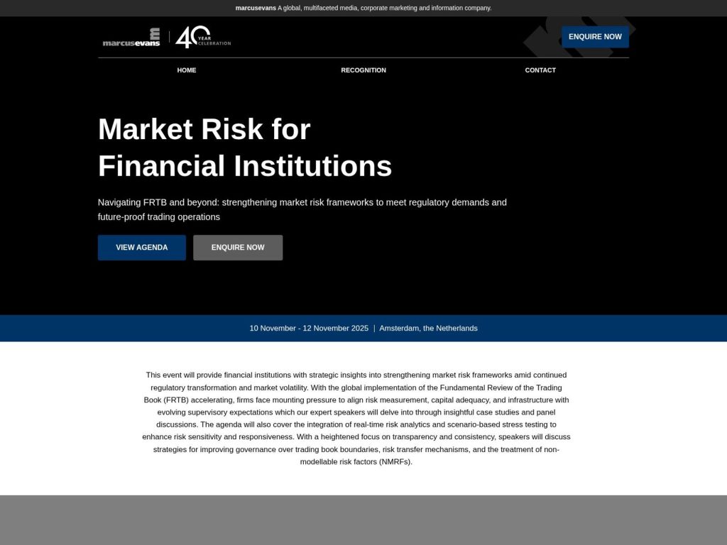 Market Risk for Financial Institutions - Navigating FRTB and beyond: strengthening market risk frameworks to meet regulatory demands and future-proof trading operations - Event screenshot