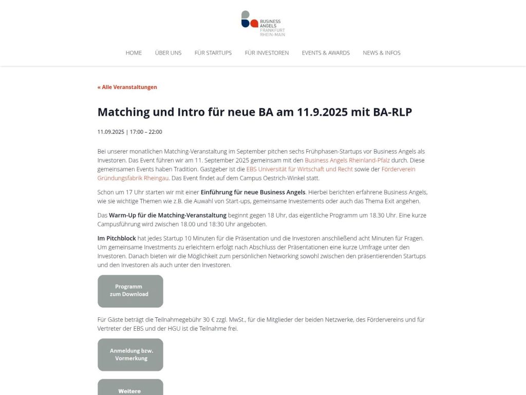 Matching und Intro für neue BA am 11.9.2025 mit BA-RLP - Event screenshot