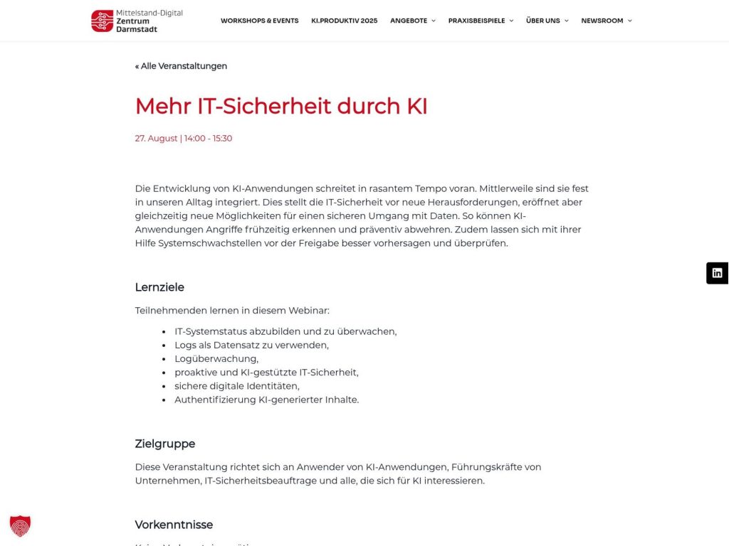 Mehr IT-Sicherheit durch KI - Event screenshot