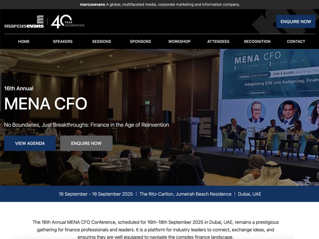 MENA CFO - No Boundaries, Just Breakthroughs: Finance in the Age of Reinvention - Event screenshot