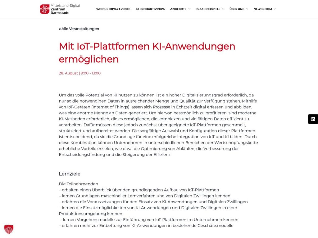 Mit IoT-Plattformen KI-Anwendungen ermöglichen - Event screenshot