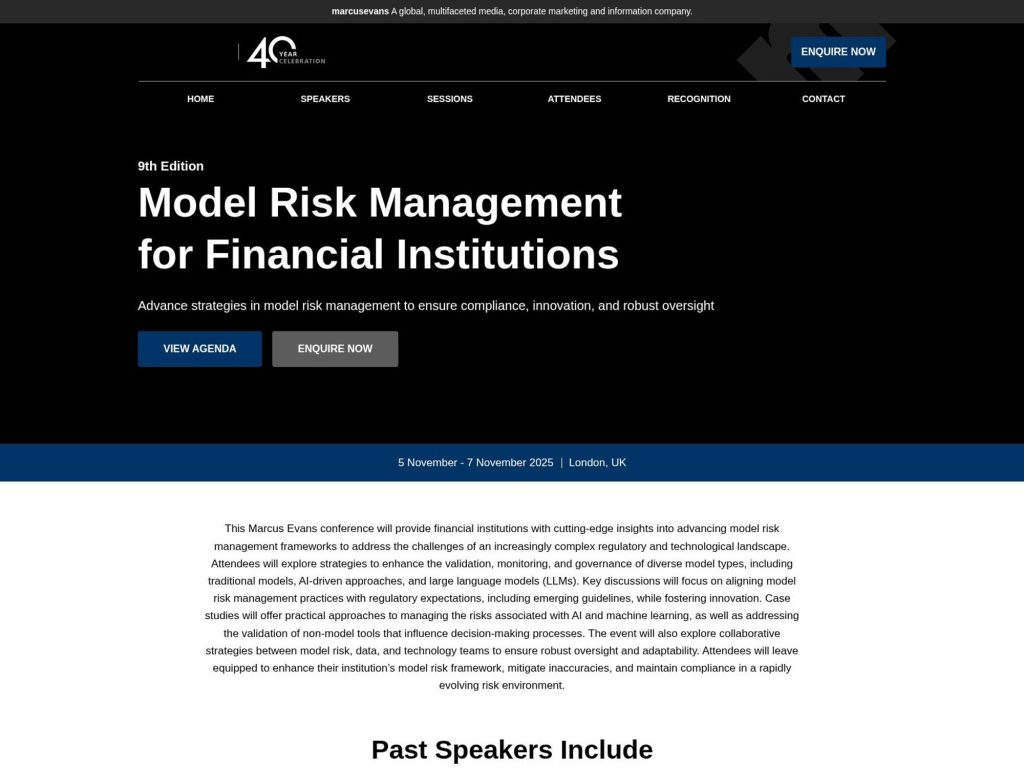 Model Risk Management for Financial Institutions - Event screenshot