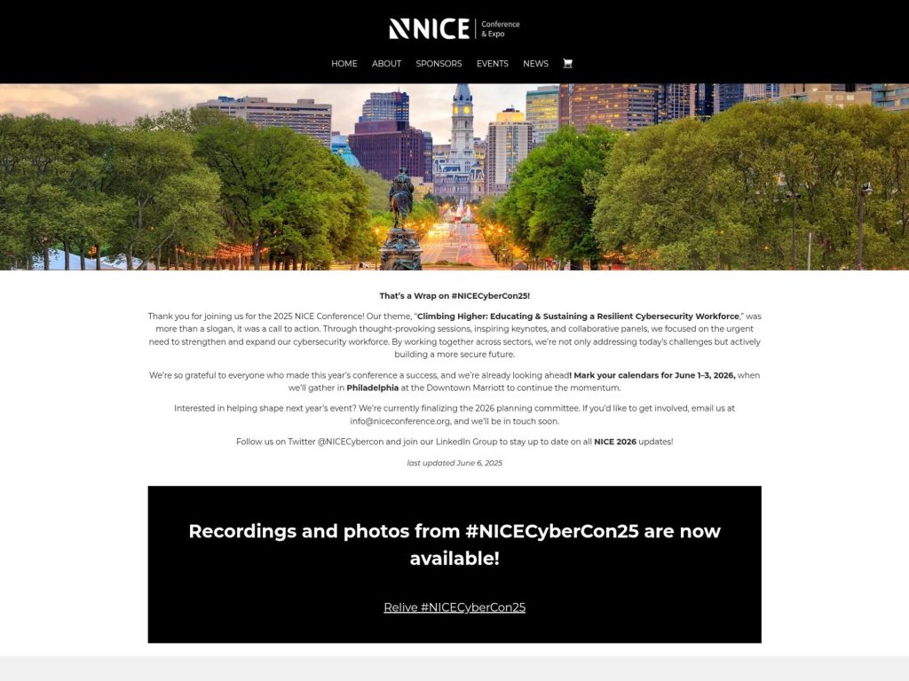 NICE Conference 2026 website