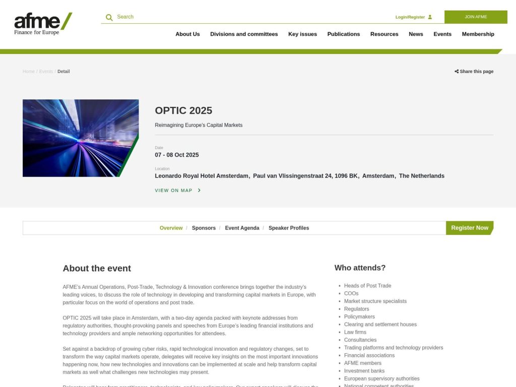 OPTIC 2025 - Reimagining Europe's Capital Markets - Event screenshot