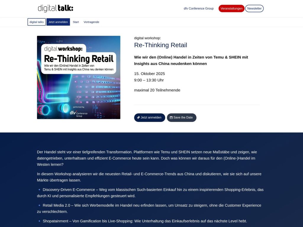Re-Thinking Retail - Wie wir den (Online) Handel in Zeiten von Temu & SHEIN mit Insights aus China neudenken können - Event screenshot