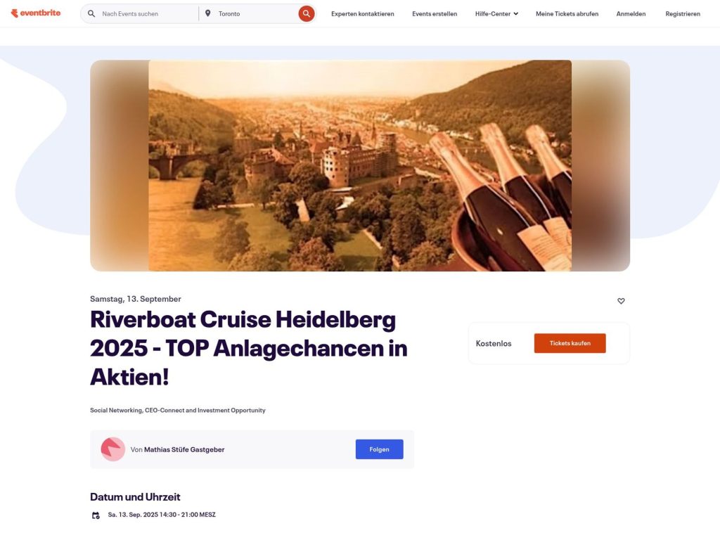 Riverboat Cruise Heidelberg 2025 - TOP Anlagechancen in Aktien! - Event screenshot