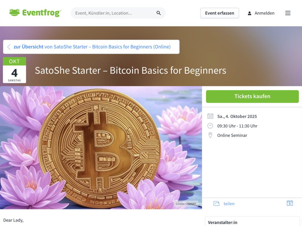 SatoShe Starter – Bitcoin Basics for Beginners - Event screenshot