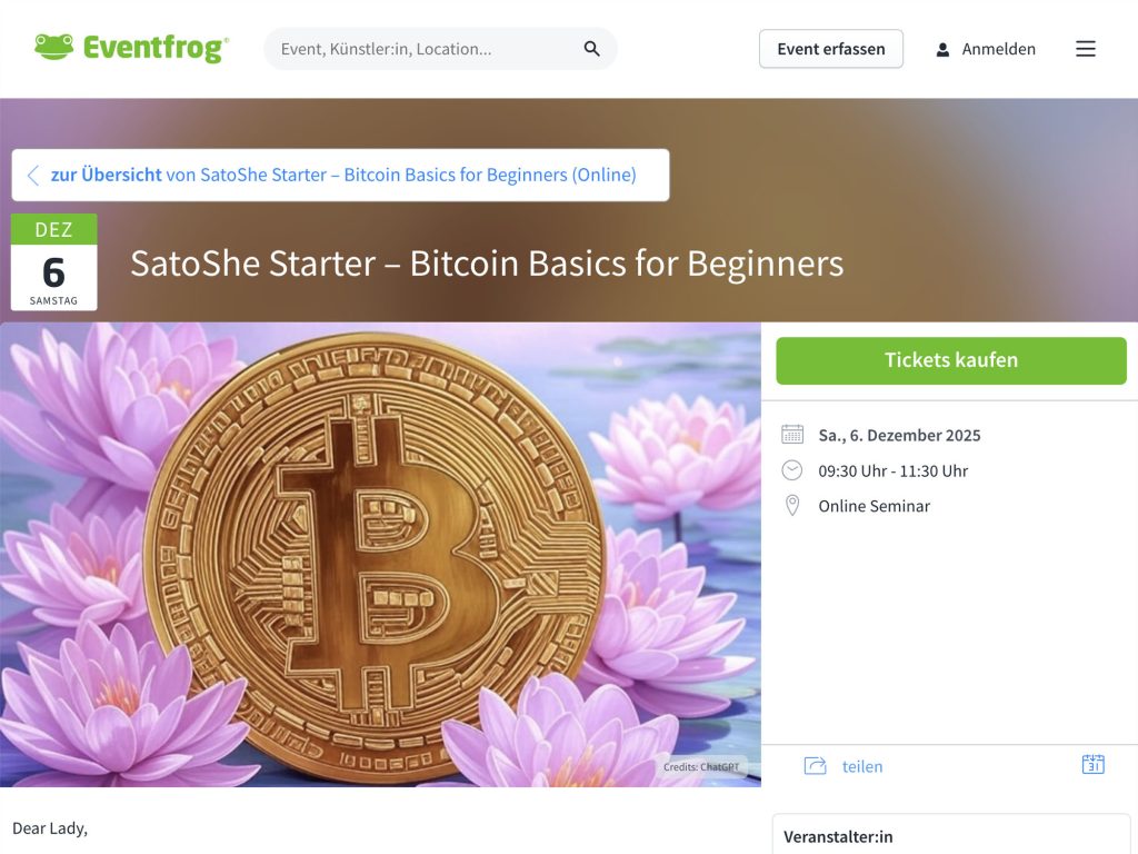 SatoShe Starter – Bitcoin Basics for Beginners - Event screenshot