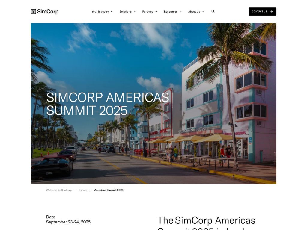 SimCorp Americas Summit 2025 - Event screenshot